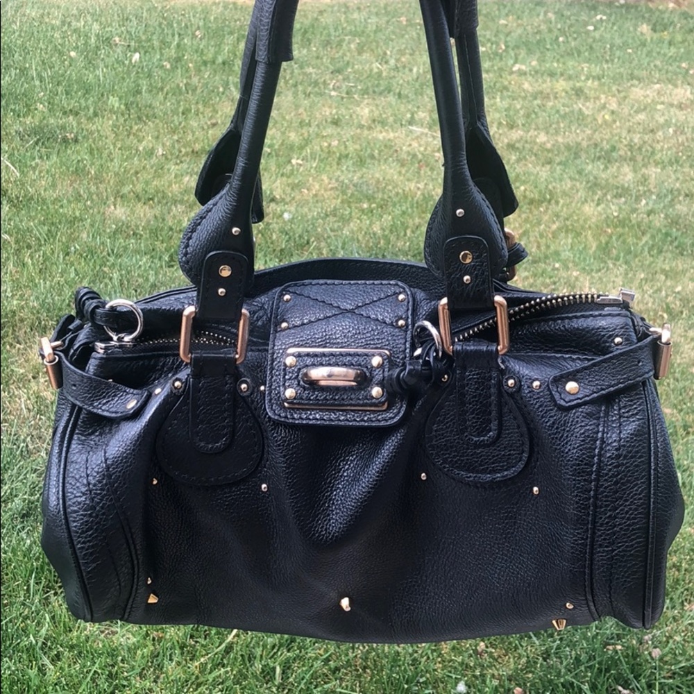 Chloe leather bag Swarovski crystals black leather